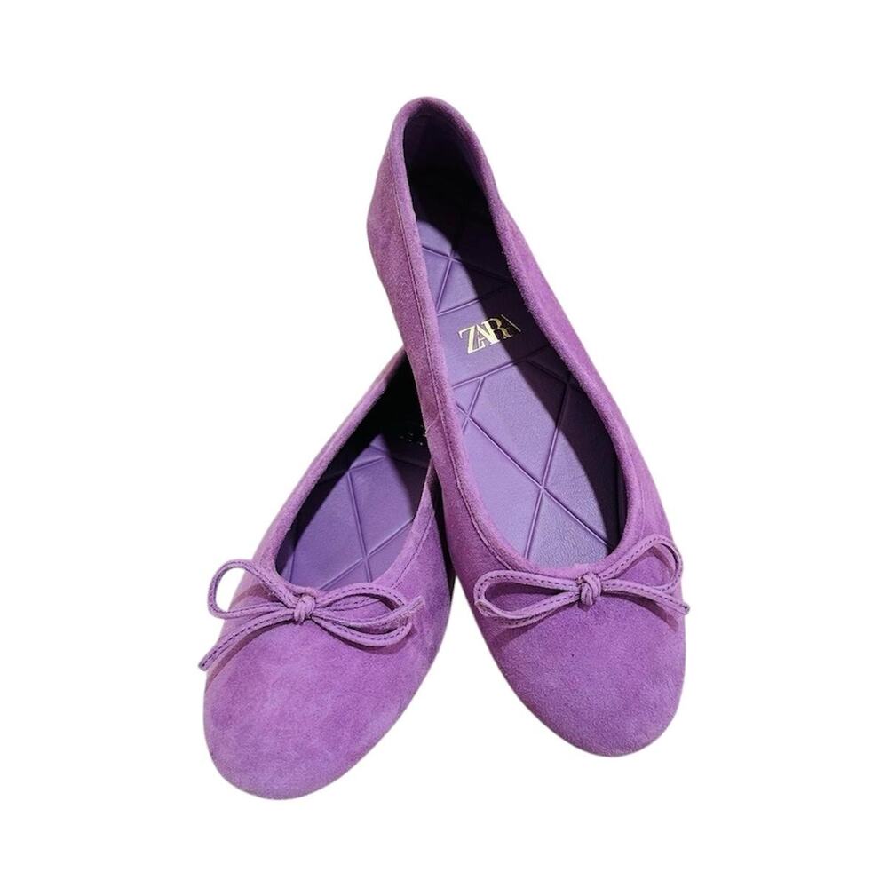[SOLD] Zara Suede Leather Flats Ballet in Purple Size 39✨